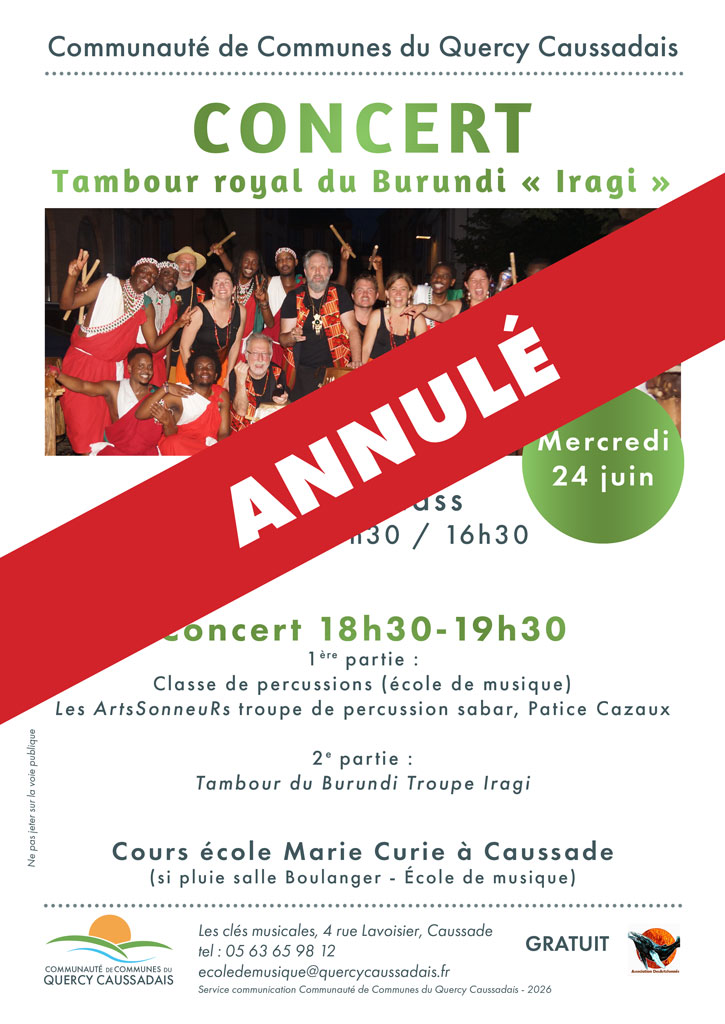 Affiche avec les tambours du Burundi barrée en rouge