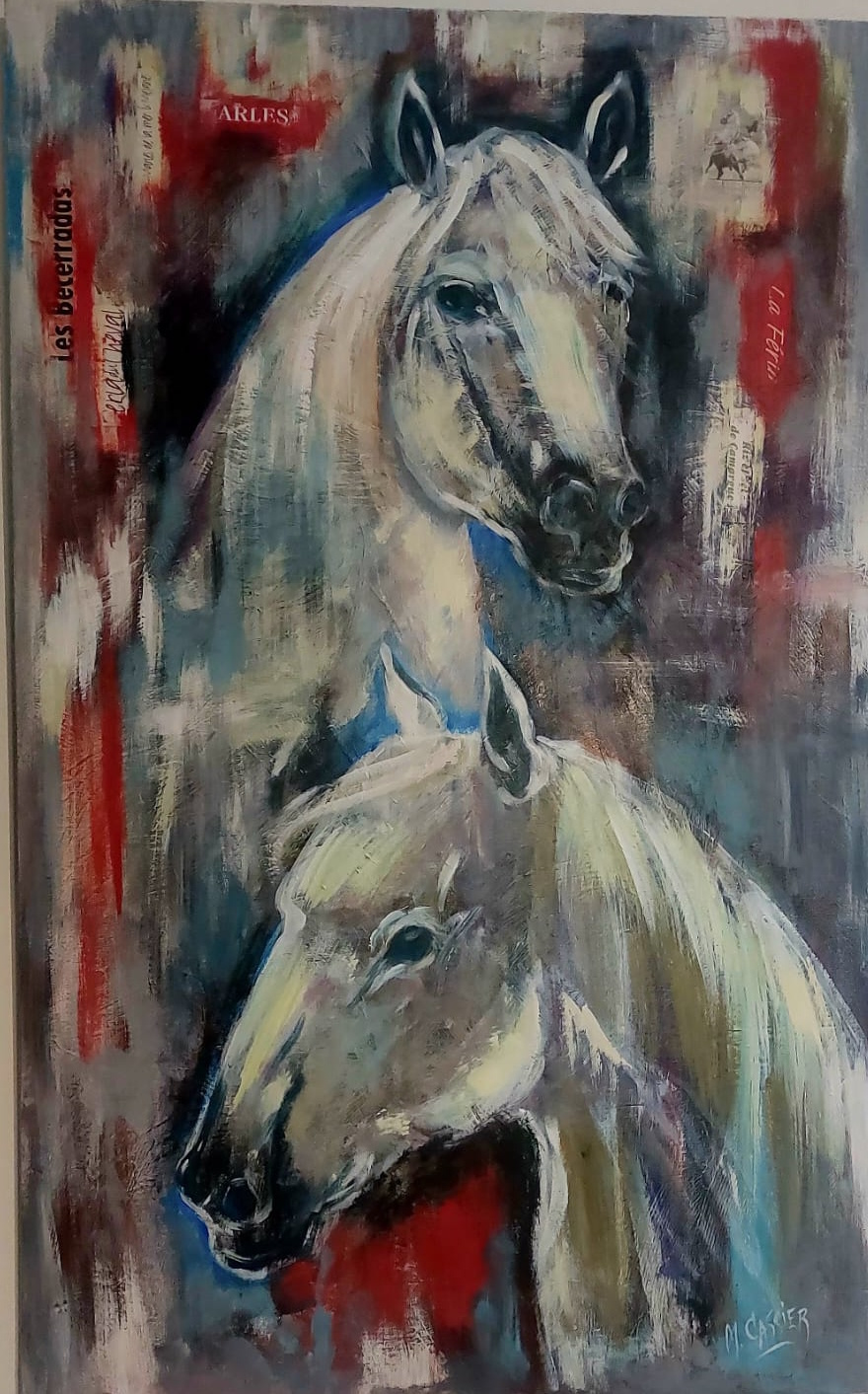 Têtes de chevaux sur fond coloré