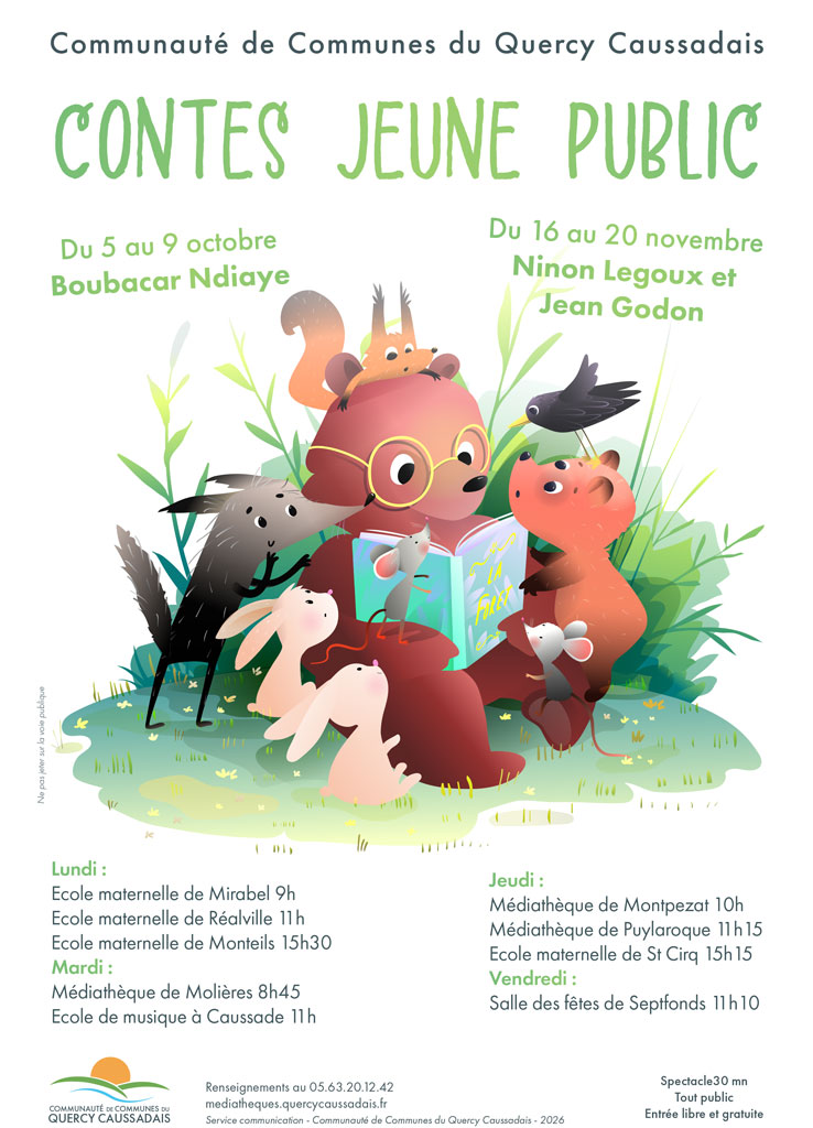 Animaux de la forêt autour d'un ours qui lit un livre