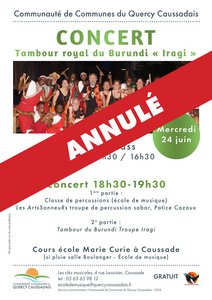 Affiche avec les tambours du Burundi barrée en rouge