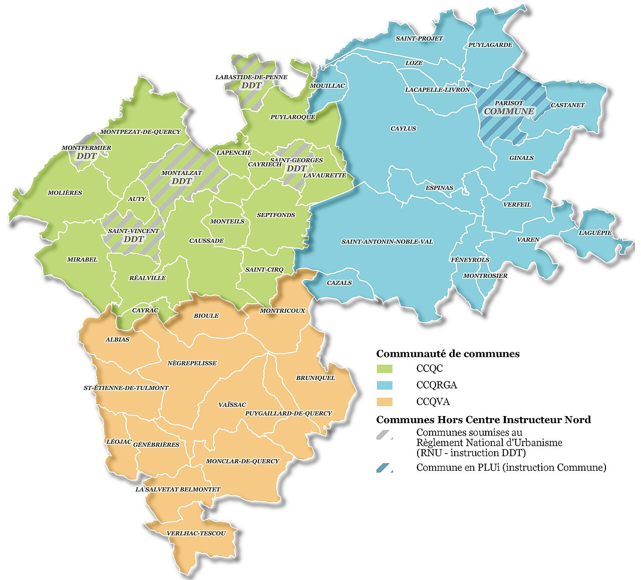 Carte des trois communautés de communes